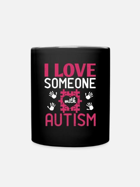 Ich liebe jemanden mit Autismus - Tasse einfarbig - Schwarz