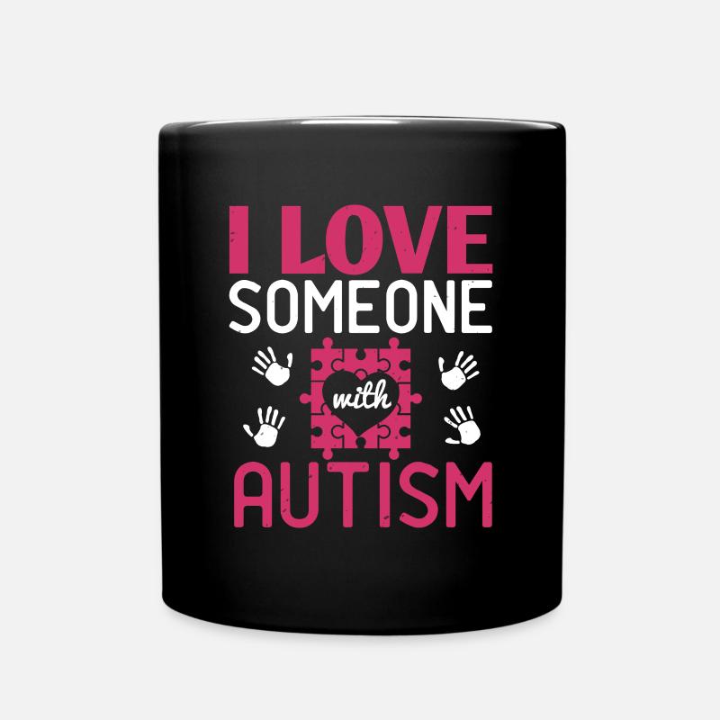 Ich liebe jemanden mit Autismus - Tasse einfarbig - Schwarz