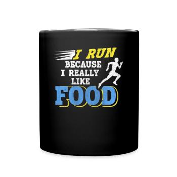 Je cours parce que j’aime beaucoup food Funny Runner - Mug uni - noir - Devant