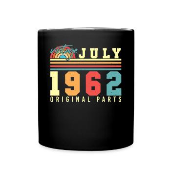 1962 Juli 60ter Geburtstag - Tasse einfarbig - Schwarz - Vorne