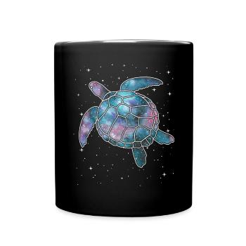 Space Sea Turtle Voie lactée Galaxie Nébuleuse Univers - Mug uni - noir - Devant