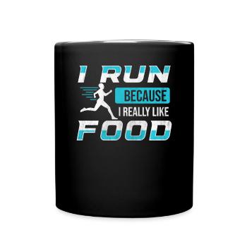 Je cours parce que j’aime beaucoup food Funny Runner - Mug uni - noir - Devant