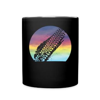 Mudding Retro Sunset Cute Mudding Tire Track ATV - Full Colour Mug - black - Front