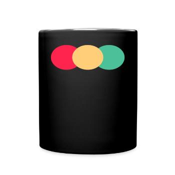 Trois ovales - Vert - Rouge - Jaune - Mug uni - noir - Devant