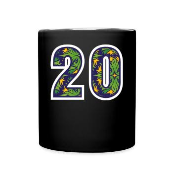 20 Zahl Grün - Tasse einfarbig - Schwarz - Vorne