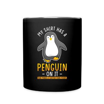 Pinguin Liebe Pinguin Spruch - Tasse einfarbig - Schwarz - Vorne