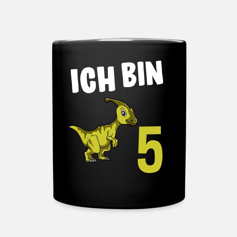 5 Geburtstag Dino - 5 Jähriger Geschenk Junge - Tasse einfarbig - Schwarz