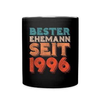 Vintage Bester Ehemann Seit 1996 - Tasse einfarbig - Schwarz - Vorne