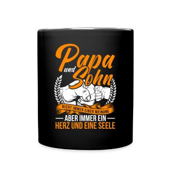 Papa und Sohn Spruch Vater Sohn Partnerlook - Tasse einfarbig - Schwarz - Vorne