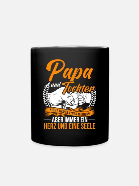 Papa und Tochter Spruch Vater Tochter Partnerlook - Tasse einfarbig - Schwarz