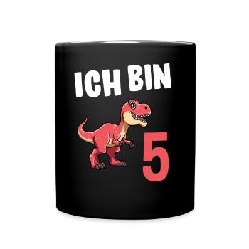 5 Geburtstag T-Rex - 5 Jahre Alt Geschenk Junge - Tasse einfarbig - Schwarz - Vorne