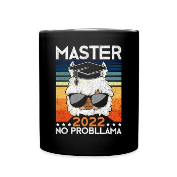 Vintage Master 2022 No Probllama Saying Master - Full Colour Mug - black - Front