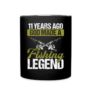 11 Year Old Fishing Legend Rod 11 Fisherman - Full Colour Mug - black - Front