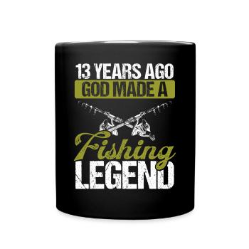 13 Year Old Fishing Legend Rod 13 Fisherman - Full Colour Mug - black - Front