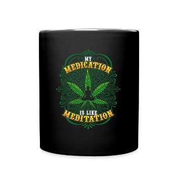 Hanf Unkraut Lustiges Cannabis Marihuana THC - Tasse einfarbig - Schwarz - Vorne