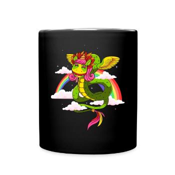 Quetzalcoatl Unicorn Aztec Snake Maya Inca - Full Colour Mug - black - Front