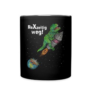 Klimaschutz Umwelt No Planet Dino T-Rex - Tasse einfarbig - Schwarz - Vorne