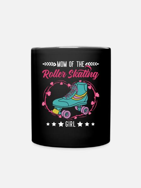 Rollschuh Mädchen Mama Rollkunstlauf - Tasse einfarbig - Schwarz