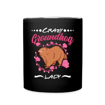 Verrückte Murmeltier Frau Crazy Groundhog lady - Tasse einfarbig - Schwarz - Vorne