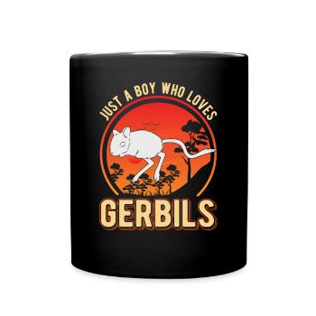 Just a Boy who loves Gerbils Junge Rennmaus - Full Colour Mug - black - Front