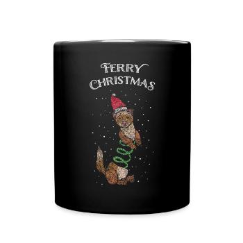 Ferry Christmas Ferret Christmas - Full Colour Mug - black - Front