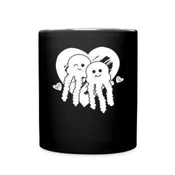 Quallen Herz Quallen Herzen Quallen Quallen - Tasse einfarbig - Schwarz - Vorne
