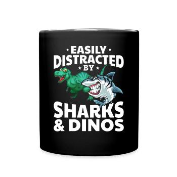 Great White Shark Dino Ich werde leicht von Haien - Tasse einfarbig - Schwarz - Vorne
