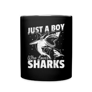 Great White Shark Sharkfish Ich bin nur ein Junge, - Tasse einfarbig - Schwarz - Vorne