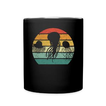Retro Jellyfish Sunset Jellyfish Lovers - Full Colour Mug - black - Front