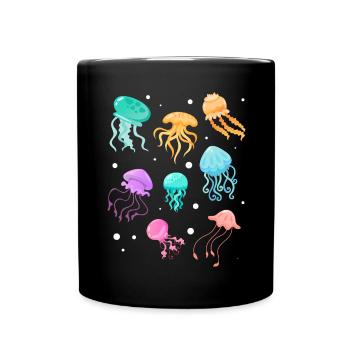 Jellyfish Swimming Jellyfish Jellyfish Jellyfish Jellyfish - Full Colour Mug - black - Front