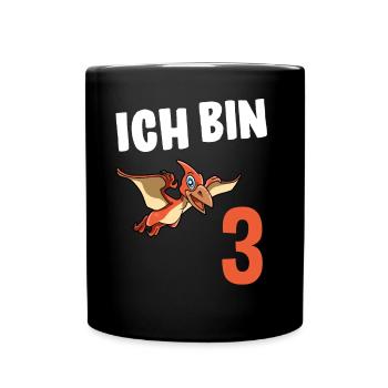 3 Geburtstag Dinosaurier 3 Jahre Geschenk - Tasse einfarbig - Schwarz - Vorne