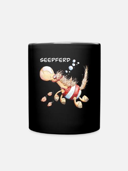 Seepferd I Wortspiel Schwimmer Pferd - Tasse einfarbig - Schwarz