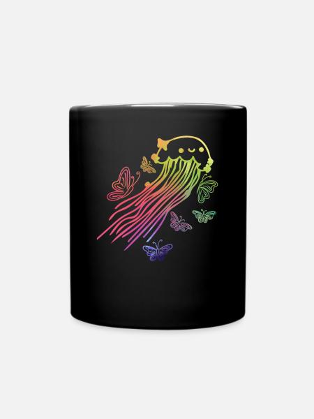 Jellyfish Butterflies Jellyfish Lover Jellyfish - Full Colour Mug - black