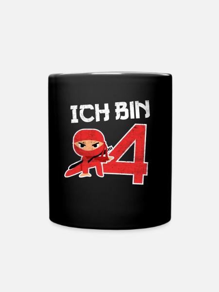 4. Geburtstag Ninja 4 Jahre Kindergeburtstag - Tasse einfarbig - Schwarz