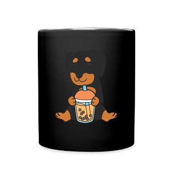Bubble Milk Tea Dackel Hund trinkt Boba Milchtee - Tasse einfarbig - Schwarz - Vorne