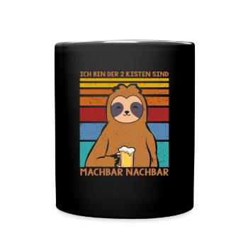 2 Kisten sind machbar Faultier Bier Saufen - Tasse einfarbig - Schwarz - Vorne