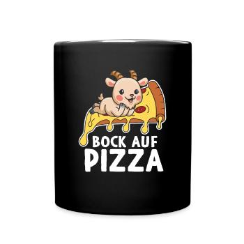 Bock Auf Pizza - Tasse einfarbig - Schwarz - Vorne