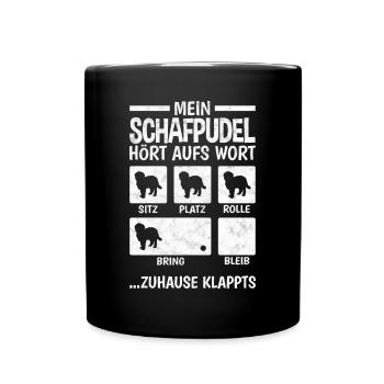Schafpudel Hundetricks zotthaariger Hütepudel - Tasse einfarbig - Schwarz - Vorne