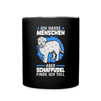 Schafpudel finde ich toll zotthaariger Hütepudel - Tasse einfarbig - Schwarz - Vorne
