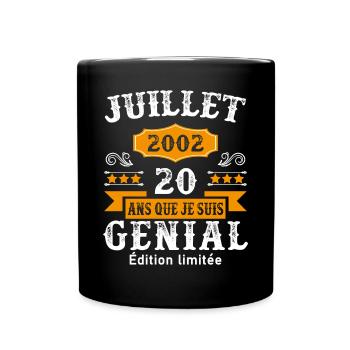 20 Ans Anniversaire Vintage Né(e) en Juillet 2002 - Mug uni - noir - Devant