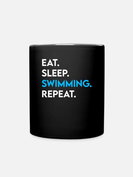 eat sleep swimming repeat - Tasse einfarbig - Schwarz