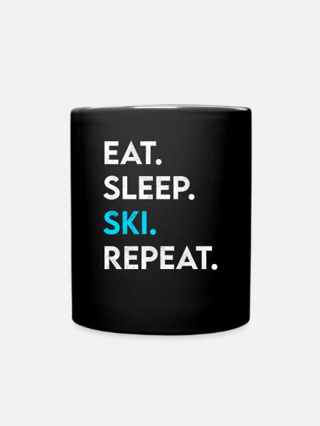 eat sleep ski repeat - Full Colour Mug - black