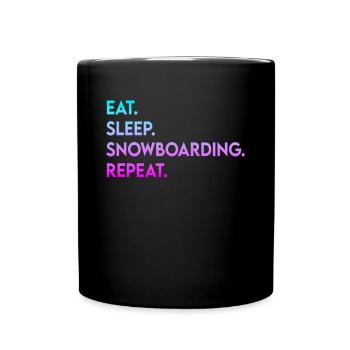 eat sleep snowboarding repeat - Full Colour Mug - black - Front