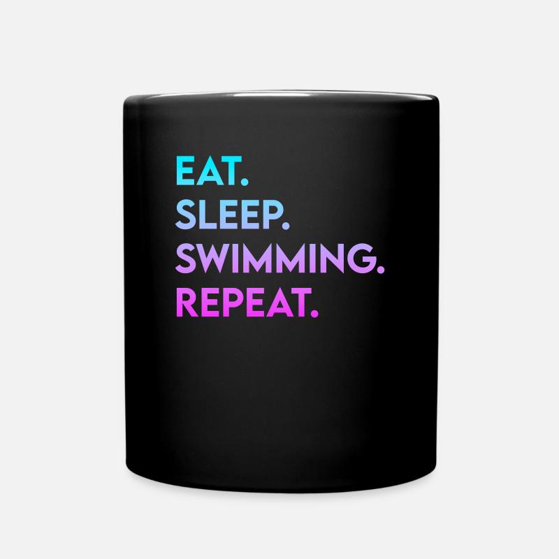 eat sleep swimming repeat - Tasse einfarbig - Schwarz