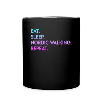 manger du sommeil marche nordique répéter - Mug uni - noir - Devant