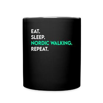 manger du sommeil marche nordique répéter - Mug uni - noir - Devant