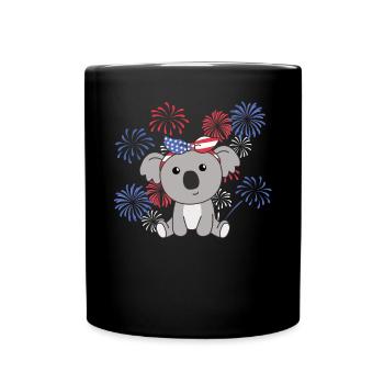 4th of July american Koala kids usa feuerwerk - Tasse einfarbig - Schwarz - Vorne