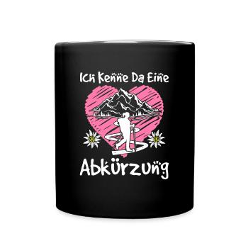 Ich Kenne Da Eine Abkürzung Wanderer Berge Herz - Tasse einfarbig - Schwarz - Vorne
