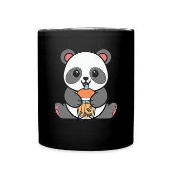 Bubble Milk Tea Panda Drinking Boba Milk Tea - Tasse einfarbig - Schwarz - Vorne