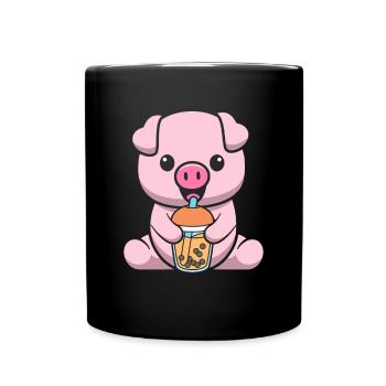 Bubble Tea Schwein - Tasse einfarbig - Schwarz - Vorne